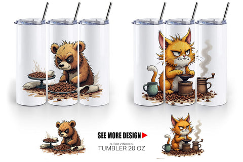 Tumbler Caffeine Critters Sublimation artnoy 