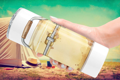 Tumbler Campfire Cooking Nostalgia Watercolor Sublimation artnoy 