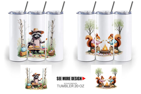 Tumbler Camping Cozy Animals Sublimation artnoy 