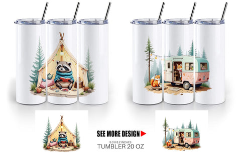 Tumbler Camping Cozy Animals Sublimation artnoy 