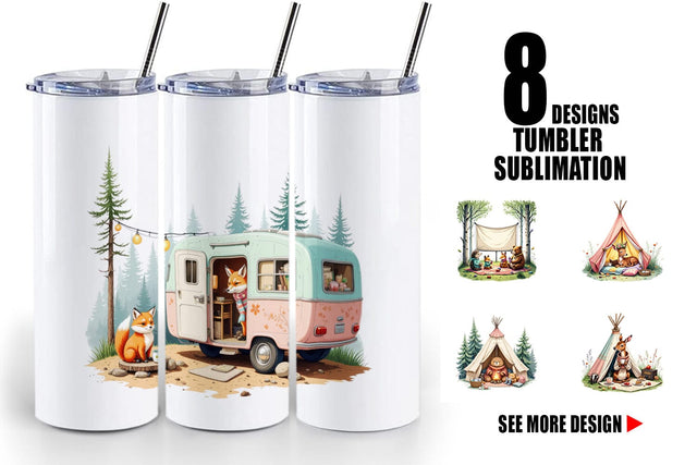 Tumbler Camping Cozy Animals Sublimation artnoy 