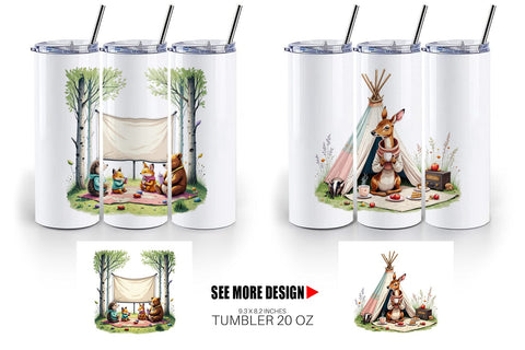 Tumbler Camping Cozy Animals Sublimation artnoy 