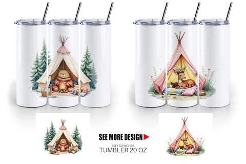 Tumbler Camping Cozy Animals Sublimation artnoy 