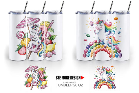 Tumbler Candy Unicorn Summer Sublimation artnoy 