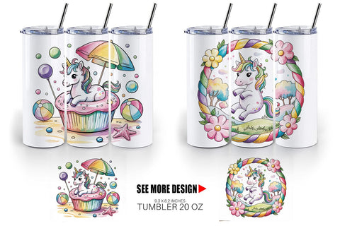 Tumbler Candy Unicorn Summer Sublimation artnoy 