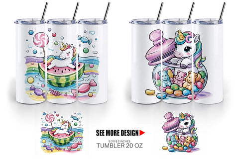 Tumbler Candy Unicorn Summer Sublimation artnoy 