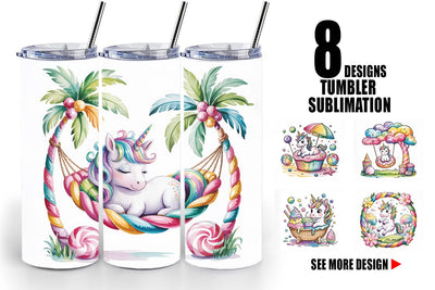 Tumbler Candy Unicorn Summer Sublimation artnoy 