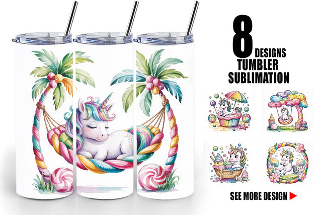 Tumbler Candy Unicorn Summer Sublimation artnoy 