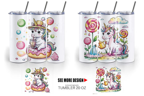 Tumbler Candy Unicorn Summer Sublimation artnoy 