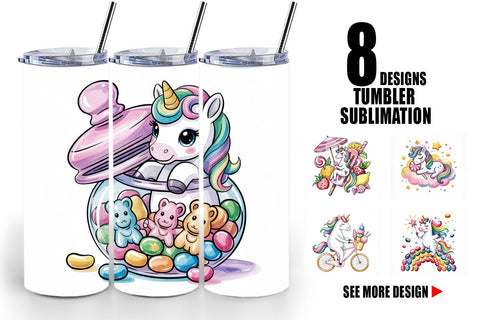 Tumbler Candy Unicorn Summer Sublimation artnoy 