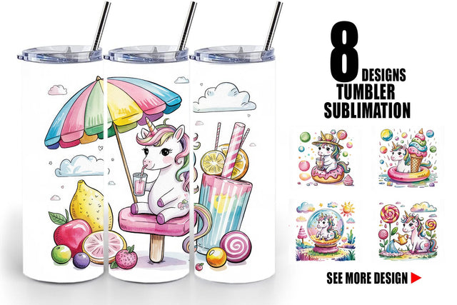 Tumbler Candy Unicorn Summer Sublimation artnoy 