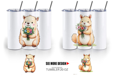 Tumbler Capybara Spring Bouquet Sublimation artnoy 
