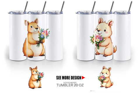 Tumbler Capybara Spring Bouquet Sublimation artnoy 