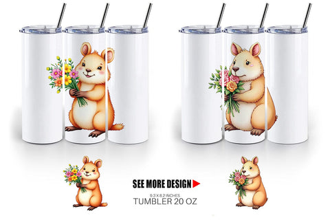 Tumbler Capybara Spring Bouquet Sublimation artnoy 