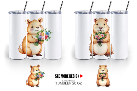 Tumbler Capybara Spring Bouquet Sublimation artnoy 