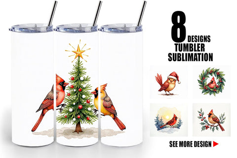 Tumbler Cardinal Christmas Bird Sublimation artnoy 