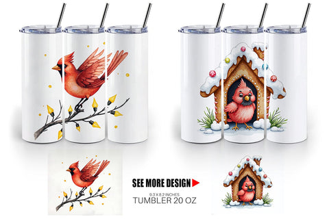 Tumbler Cardinal Christmas Bird Sublimation artnoy 