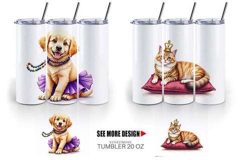 Tumbler Carnival Jungle Watercolor Safari Mardi Gras Sublimation artnoy 