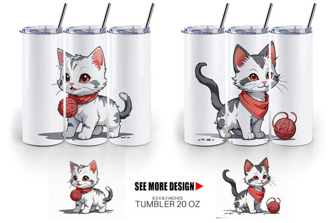 Tumbler Cat and Yarn Ball Sublimation artnoy 