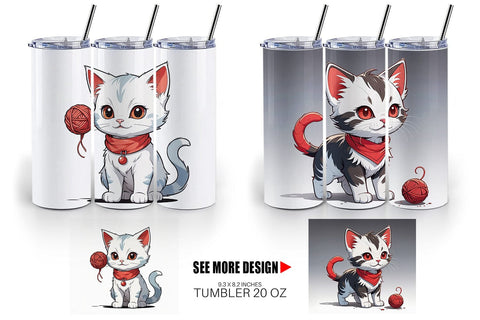 Tumbler Cat and Yarn Ball Sublimation artnoy 