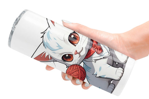Tumbler Cat and Yarn Ball Sublimation artnoy 