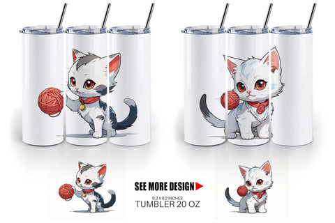 Tumbler Cat and Yarn Ball Sublimation artnoy 
