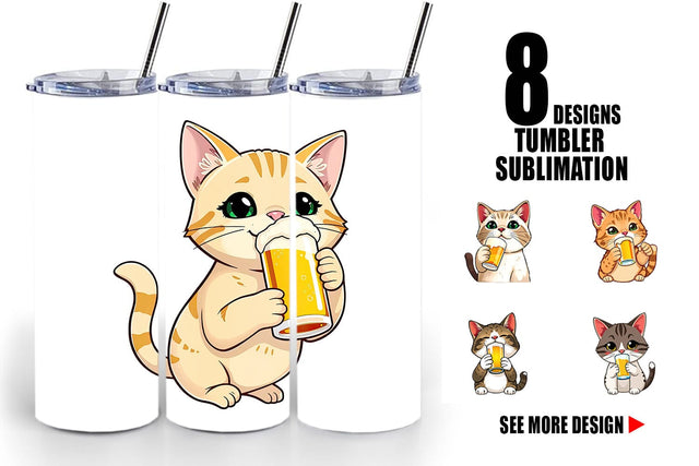 Tumbler Cat Beer Day Sublimation artnoy 
