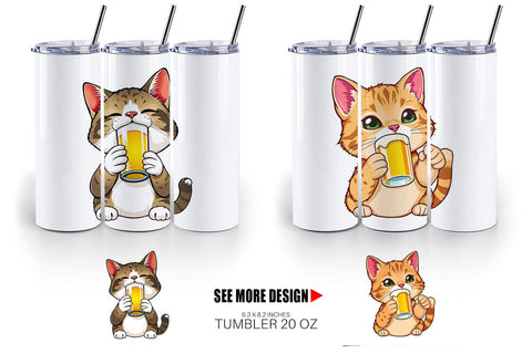 Tumbler Cat Beer Day Sublimation artnoy 