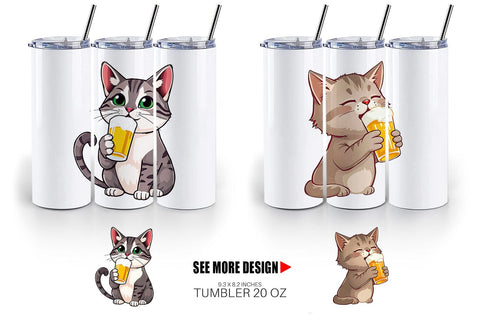 Tumbler Cat Beer Day Sublimation artnoy 