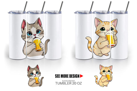 Tumbler Cat Beer Day Sublimation artnoy 