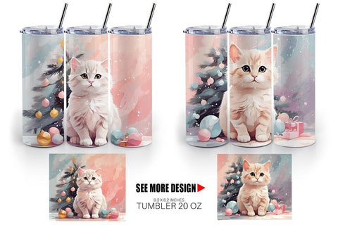 Tumbler Cat Christmas Painting Sublimation artnoy 
