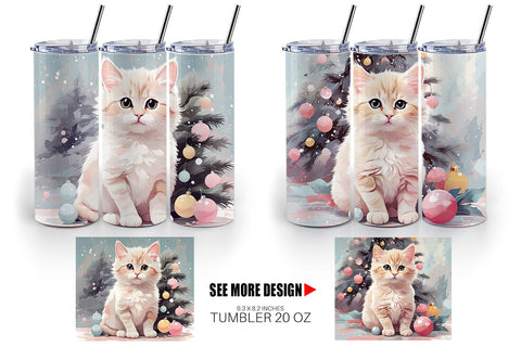 Tumbler Cat Christmas Painting Sublimation artnoy 