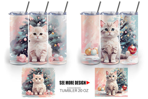 Tumbler Cat Christmas Painting Sublimation artnoy 