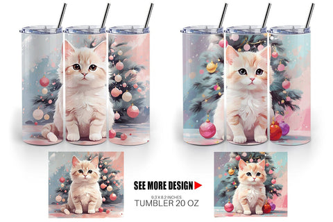 Tumbler Cat Christmas Painting Sublimation artnoy 