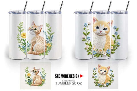 Tumbler Cat Embroidery Sublimation artnoy 