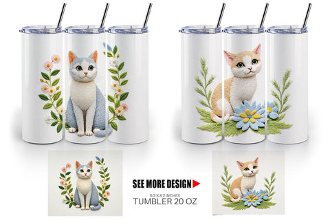 Tumbler Cat Embroidery Sublimation artnoy 