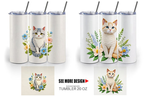 Tumbler Cat Embroidery Sublimation artnoy 