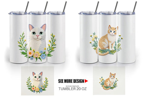 Tumbler Cat Embroidery Sublimation artnoy 