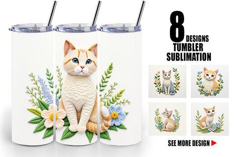 Tumbler Cat Embroidery Sublimation artnoy 