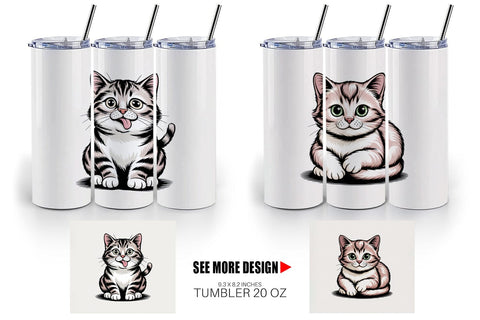 Tumbler Cat Mood Expressions Sublimation artnoy 
