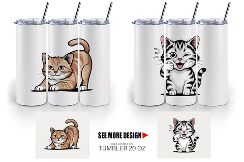 Tumbler Cat Mood Expressions Sublimation artnoy 