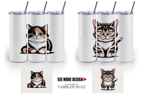 Tumbler Cat Mood Expressions Sublimation artnoy 