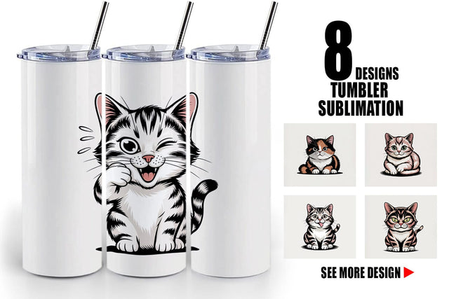 Tumbler Cat Mood Expressions Sublimation artnoy 