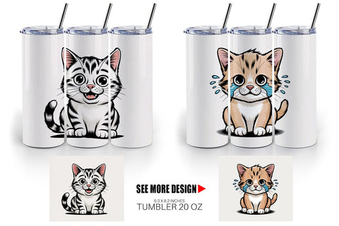Tumbler Cat Mood Expressions Sublimation artnoy 