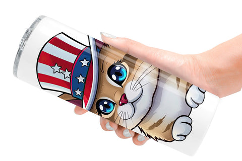 Tumbler Cat Patriotic Sublimation artnoy 
