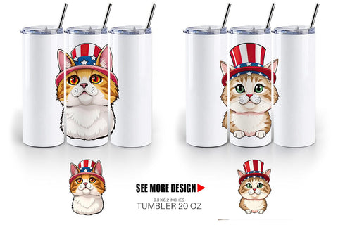 Tumbler Cat Patriotic Sublimation artnoy 