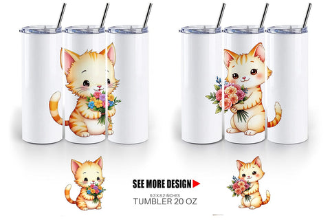 Tumbler Cat Spring Bouquet Sublimation artnoy 
