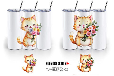 Tumbler Cat Spring Bouquet Sublimation artnoy 