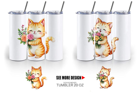 Tumbler Cat Spring Bouquet Sublimation artnoy 