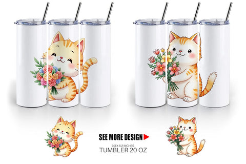 Tumbler Cat Spring Bouquet Sublimation artnoy 